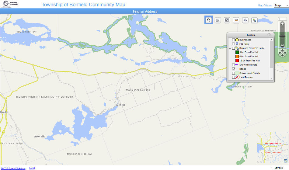 Map of Bonfield from the cgis system.